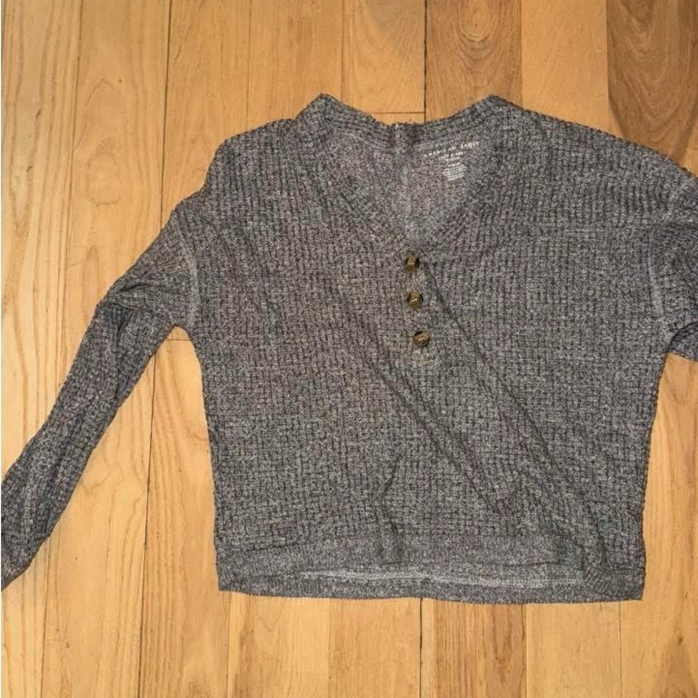 American Eagle Outfitters Gray Ribbed Henley